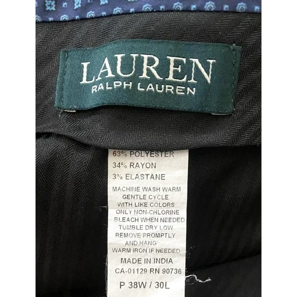 Lauren Ralph Lauren Mens Black Dress Pants Size 38 x 30 Straight Leg - Career - Picture 5 of 5